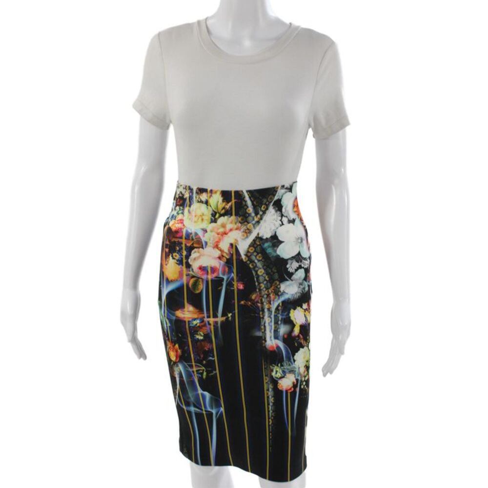 Clover Canyon Women Straight Pencil Skirt Black Floral Midi Pull On Size XS